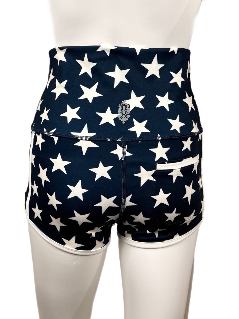 Free People | Island Time Navy Star-Print High-Rise Yoga Athletic Shorts - Picture 6 of 15